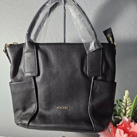 Sachs Lederwaren Pebbled Black Leather Crossbody NWT - Picture 5 of 14